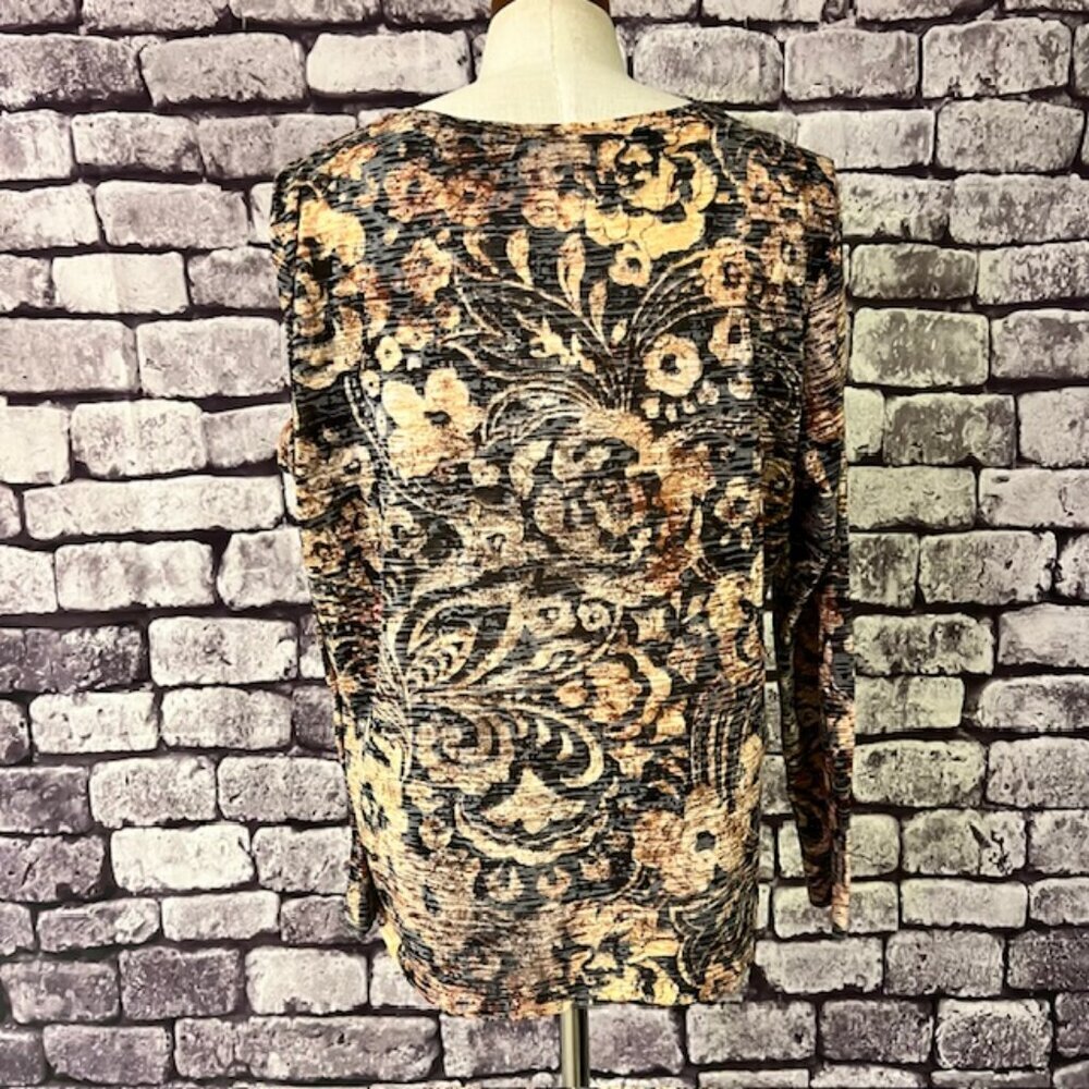Coldwater Creek Black, Brown & Beige Long Sleeve Blouse Size XL - Picture 6 of 9